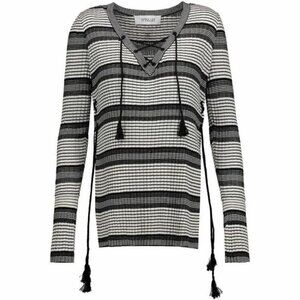 Derek Lam 10 Crosby Silk Cashmere Knit Striped Knit Lace Up Top Sz XS